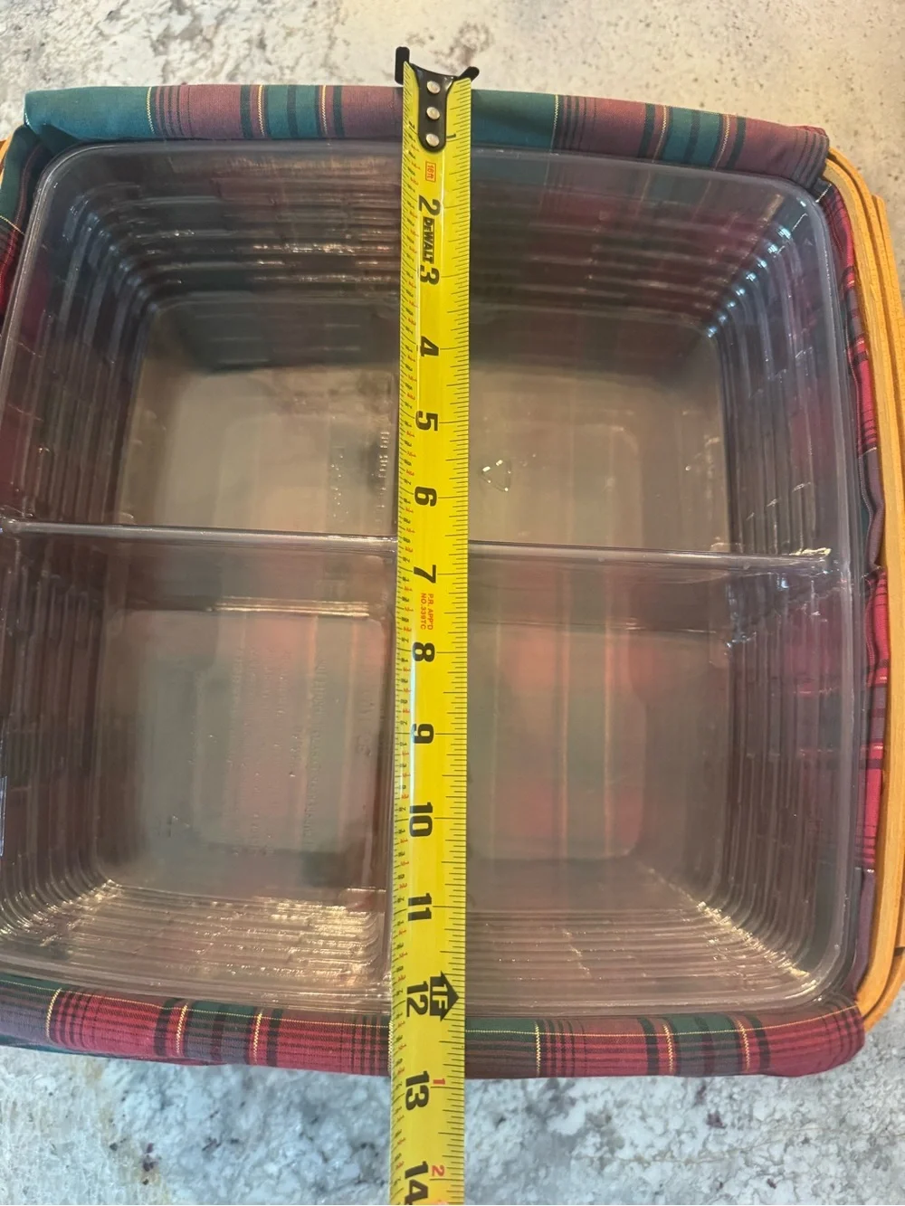 Longaberger Natural Woven Basket with Red and Green Accents
